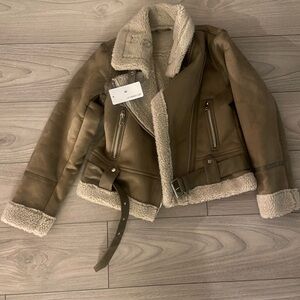 Faux Shearling Moto Jacket, Size Small, Brans new with tags